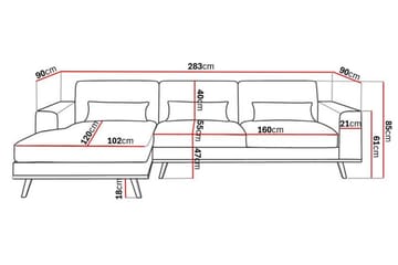 Copenhagen 4-seters Venstrevendt L-formet Divansofa i Manchester - Lys grå - Møbler - Sofaer - Sofaer med sjeselong - 4 seters sofa med divan