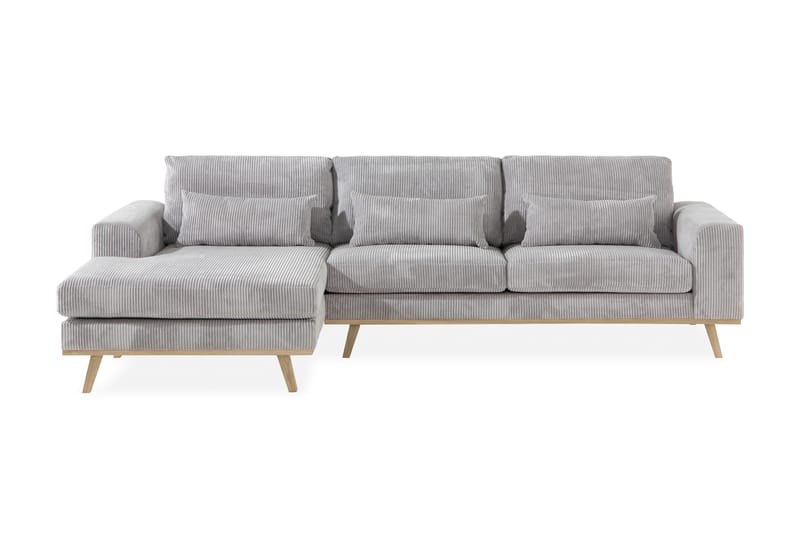 Copenhagen 4-seters Venstrevendt L-formet Divansofa i Manchester - Lys grå - Møbler - Sofaer - Sofaer med sjeselong - 4 seters sofa med divan