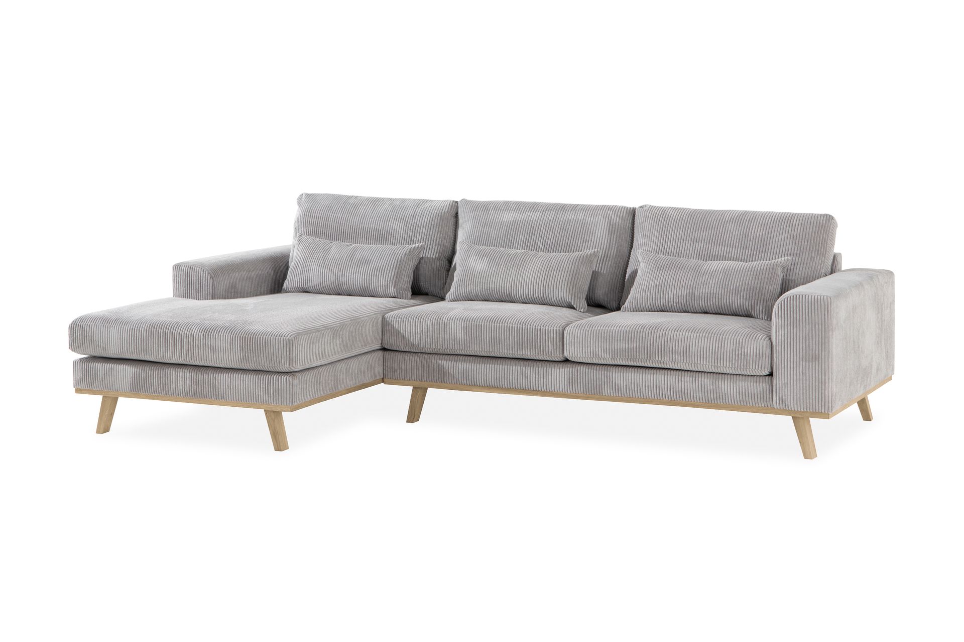 Copenhagen 4-seters Venstrevendt L-formet Divansofa i Manchester - Lys grå - Møbler - Sofaer - Sofaer med sjeselong - 4 seters sofa med divan