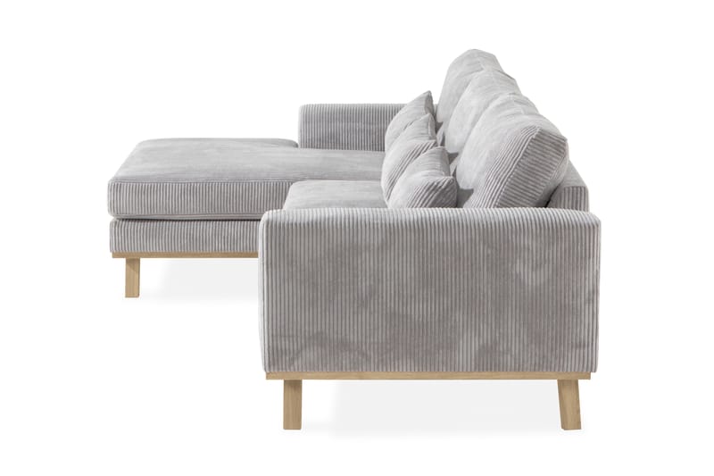 Copenhagen 4-seters Venstrevendt L-formet Divansofa i Manchester - Lys grå - Møbler - Sofaer - Sofaer med sjeselong - 4 seters sofa med divan