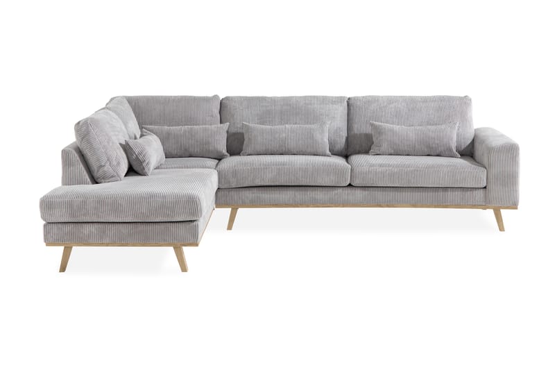 Copenhagen 4-seters Venstrevendt L-formet Divansofa i Manchester - Lys grå - Møbler - Sofaer - Sofaer med sjeselong - 4 seters sofa med divan