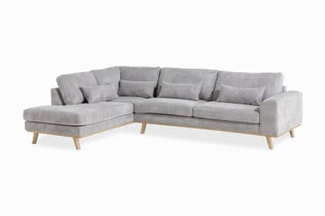 Copenhagen 4-seters Venstrevendt L-formet Divansofa i Manchester - Lys grå - Møbler - Sofaer - Sofaer med sjeselong - 4 seters sofa med divan