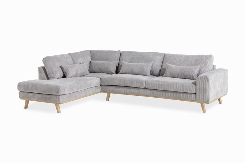 Copenhagen 4-seters Venstrevendt L-formet Divansofa i Manchester - Lys grå - Møbler - Sofaer - Sofaer med sjeselong - 4 seters sofa med divan