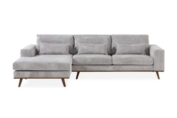 Copenhagen 4-seters Venstrevendt L-formet Divansofa i Manchester - Lys grå - Møbler - Sofaer - Sofaer med sjeselong - 4 seters sofa med divan