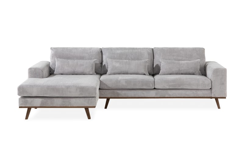 Copenhagen 4-seters Venstrevendt L-formet Divansofa i Manchester - Lys grå - Møbler - Sofaer - Sofaer med sjeselong - 4 seters sofa med divan