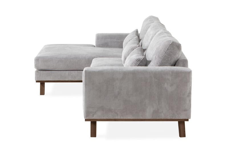 Copenhagen 4-seters Venstrevendt L-formet Divansofa i Manchester - Lys grå - Møbler - Sofaer - Sofaer med sjeselong - 4 seters sofa med divan