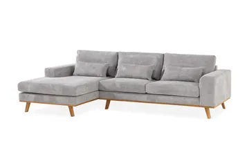 Copenhagen 4-seters Venstrevendt L-formet Divansofa i Manchester - Lys grå - Møbler - Sofaer - Sofaer med sjeselong - 4 seters sofa med divan