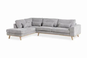 Copenhagen 4-seters Venstrevendt L-formet Divansofa i Manchester - Lys grå - Møbler - Sofaer - Sofaer med sjeselong - 4 seters sofa med divan