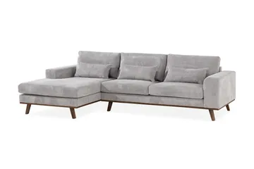 Copenhagen 4-seters Venstrevendt L-formet Divansofa i Manchester - Lys grå - Møbler - Sofaer - Sofaer med sjeselong - 4 seters sofa med divan