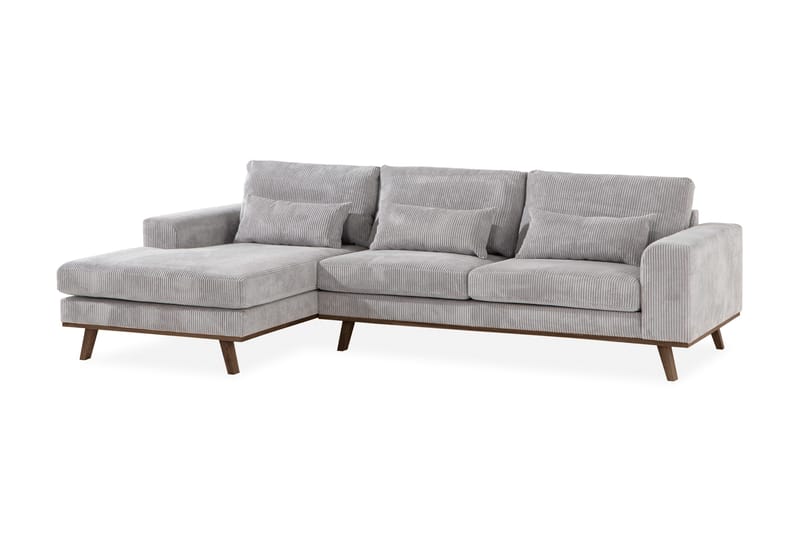 Copenhagen 4-seters Venstrevendt L-formet Divansofa i Manchester - Lys grå - Møbler - Sofaer - Sofaer med sjeselong - 4 seters sofa med divan