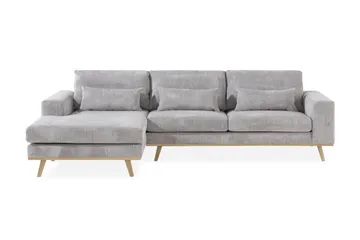 Copenhagen 4-seters Venstrevendt L-formet Divansofa i Manchester - Lys grå - Møbler - Sofaer - Sofaer med sjeselong - 4 seters sofa med divan