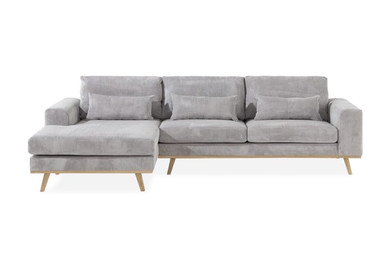 Copenhagen 4-seters Venstrevendt L-formet Divansofa i Manchester - Lys grå - Møbler - Sofaer - Sofaer med sjeselong - 4 seters sofa med divan