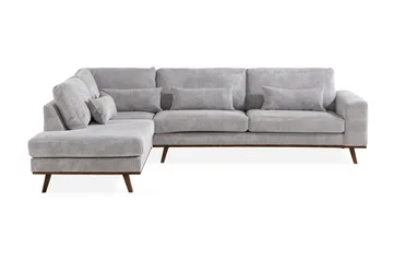 Copenhagen 4-seters Venstrevendt L-formet Divansofa i Manchester - Lys grå - Møbler - Sofaer - Sofaer med sjeselong - 4 seters sofa med divan