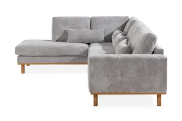 Copenhagen 4-seters Venstrevendt L-formet Divansofa i Manchester - Lys grå - Møbler - Sofaer - Sofaer med sjeselong - 4 seters sofa med divan