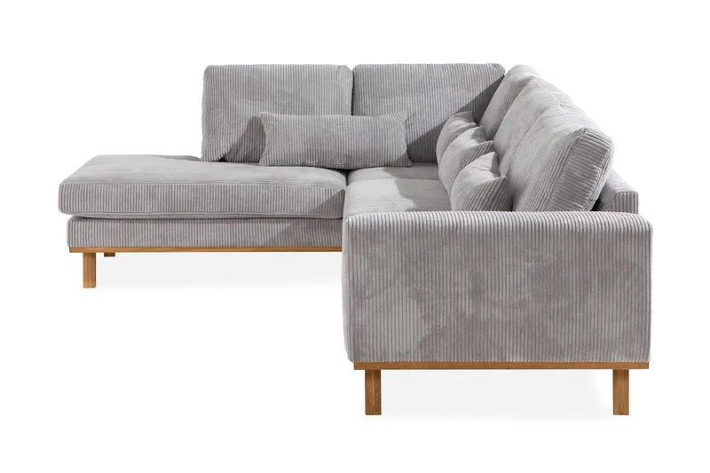 Copenhagen 4-seters Venstrevendt L-formet Divansofa i Manchester - Lys grå - Møbler - Sofaer - Sofaer med sjeselong - 4 seters sofa med divan