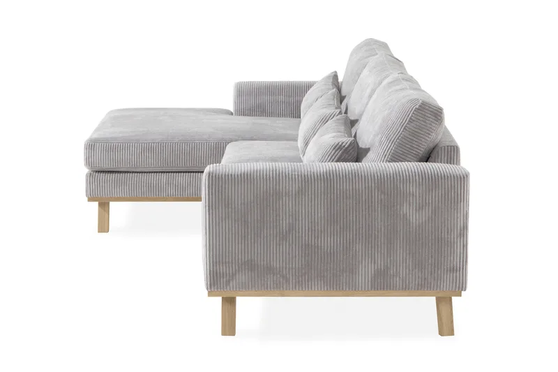 Copenhagen 4-seters Venstrevendt L-formet Divansofa i Manchester - Lys grå - Møbler - Sofaer - Sofaer med sjeselong - 4 seters sofa med divan