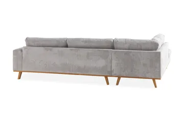 Copenhagen 4-seters Venstrevendt L-formet Divansofa i Manchester - Lys grå - Møbler - Sofaer - Sofaer med sjeselong - 4 seters sofa med divan