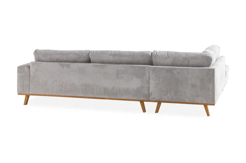 Copenhagen 4-seters Venstrevendt L-formet Divansofa i Manchester - Lys grå - Møbler - Sofaer - Sofaer med sjeselong - 4 seters sofa med divan