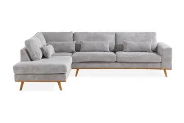 Copenhagen 4-seters Venstrevendt L-formet Divansofa i Manchester - Lys grå - Møbler - Sofaer - Sofaer med sjeselong - 4 seters sofa med divan