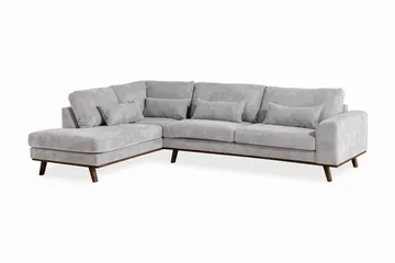 Copenhagen 4-seters Venstrevendt L-formet Divansofa i Manchester - Lys grå - Møbler - Sofaer - Sofaer med sjeselong - 4 seters sofa med divan