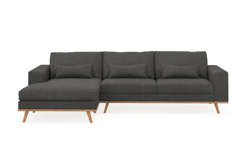 Copenhagen 4-seters Venstrevendt L-formet Divansofa i Manchester - Mørk grå - Møbler - Sofaer - Sofaer med sjeselong - 4 seters sofa med divan