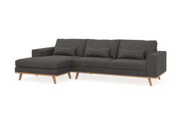 Copenhagen 4-seters Venstrevendt L-formet Divansofa i Manchester - Mørk grå - Møbler - Sofaer - Sofaer med sjeselong - 4 seters sofa med divan