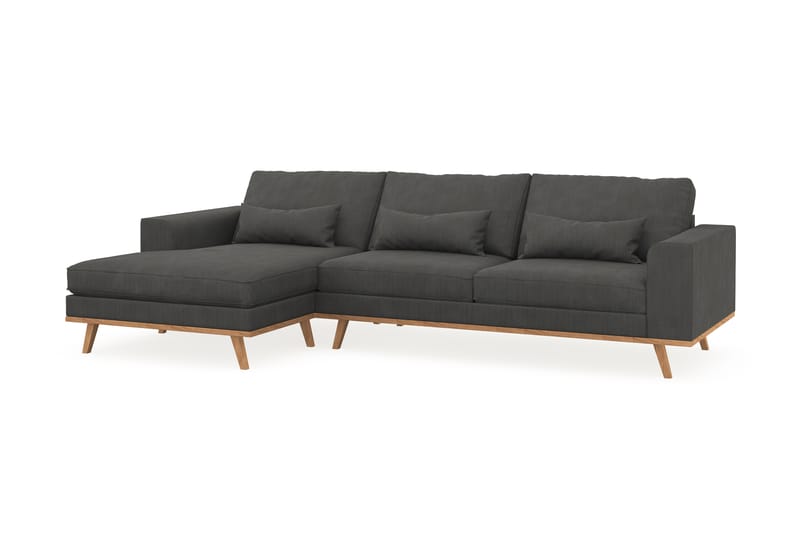 Copenhagen 4-seters Venstrevendt L-formet Divansofa i Manchester - Mørk grå - Møbler - Sofaer - Sofaer med sjeselong - 4 seters sofa med divan