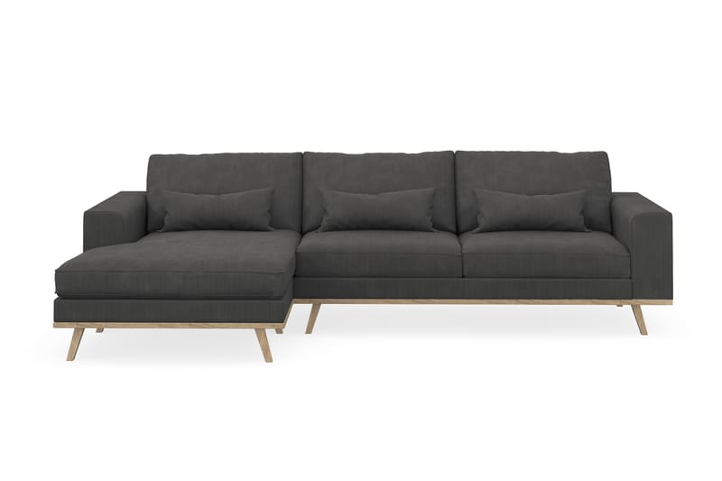 Copenhagen 4-seters Venstrevendt L-formet Divansofa i Manchester - Mørk grå - Møbler - Sofaer - Sofaer med sjeselong - 4 seters sofa med divan