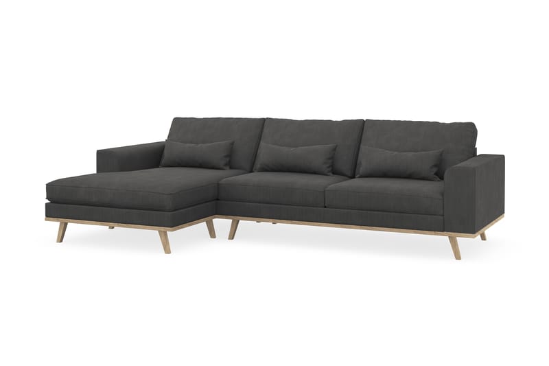 Copenhagen 4-seters Venstrevendt L-formet Divansofa i Manchester - Mørk grå - Møbler - Sofaer - Sofaer med sjeselong - 4 seters sofa med divan