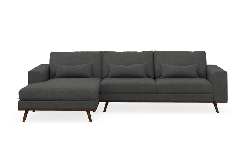 Copenhagen 4-seters Venstrevendt L-formet Divansofa i Manchester - Mørk grå - Møbler - Sofaer - Sofaer med sjeselong - 4 seters sofa med divan
