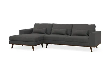 Copenhagen 4-seters Venstrevendt L-formet Divansofa i Manchester - Mørk grå - Møbler - Sofaer - Sofaer med sjeselong - 4 seters sofa med divan