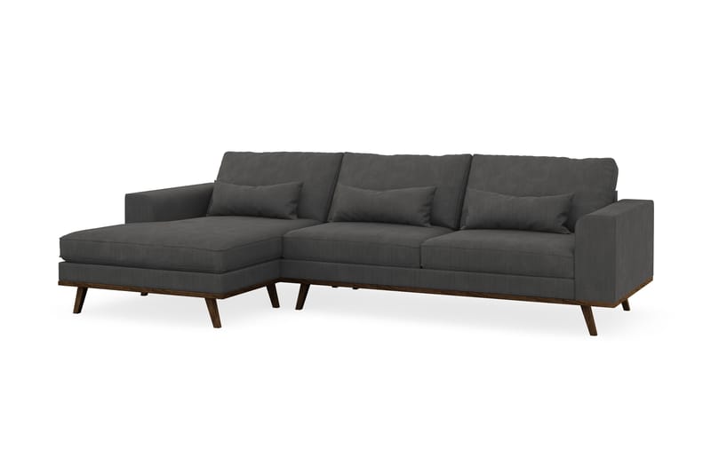 Copenhagen 4-seters Venstrevendt L-formet Divansofa i Manchester - Mørk grå - Møbler - Sofaer - Sofaer med sjeselong - 4 seters sofa med divan