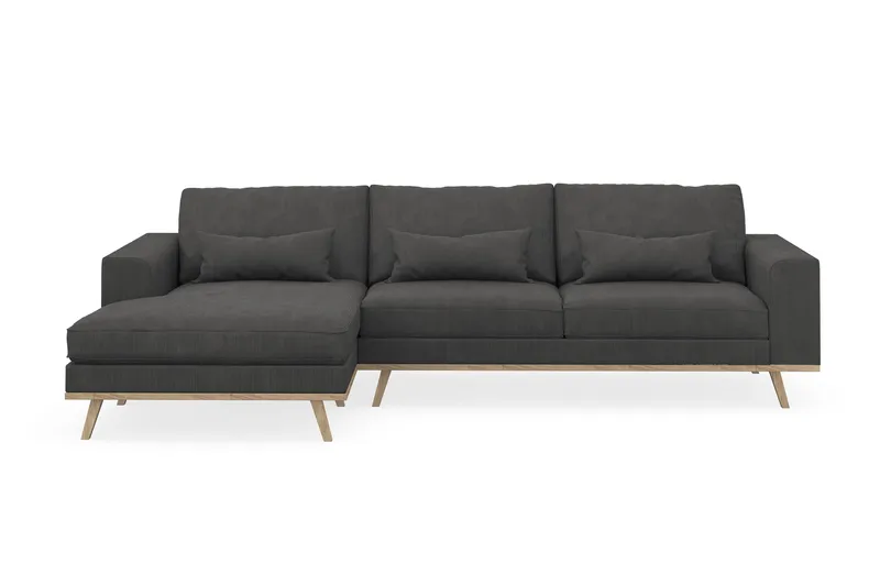 Copenhagen 4-seters Venstrevendt L-formet Divansofa i Manchester - Mørk grå - Møbler - Sofaer - Sofaer med sjeselong - 4 seters sofa med divan
