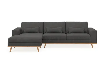 Copenhagen 4-seters Venstrevendt L-formet Divansofa i Manchester - Mørk grå - Møbler - Sofaer - Sofaer med sjeselong - 4 seters sofa med divan