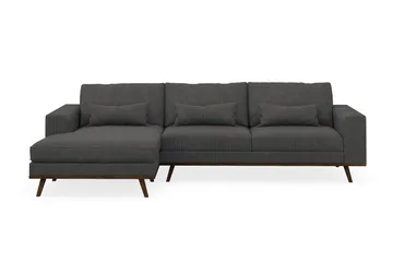 Copenhagen 4-seters Venstrevendt L-formet Divansofa i Manchester - Mørk grå - Møbler - Sofaer - Sofaer med sjeselong - 4 seters sofa med divan