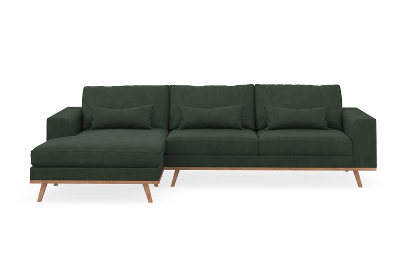 Copenhagen 4-seters Venstrevendt L-formet Divansofa i Manchester - Mørk grønn - Møbler - Sofaer - Sofaer med sjeselong - 4 seters sofa med divan