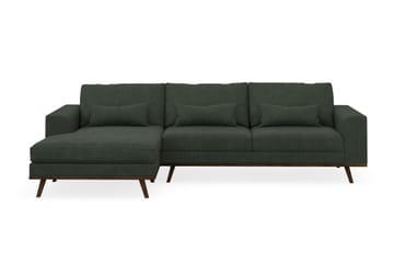 Copenhagen 4-seters Venstrevendt L-formet Divansofa i Manchester - Mørk grønn - Møbler - Sofaer - Sofaer med sjeselong - 4 seters sofa med divan
