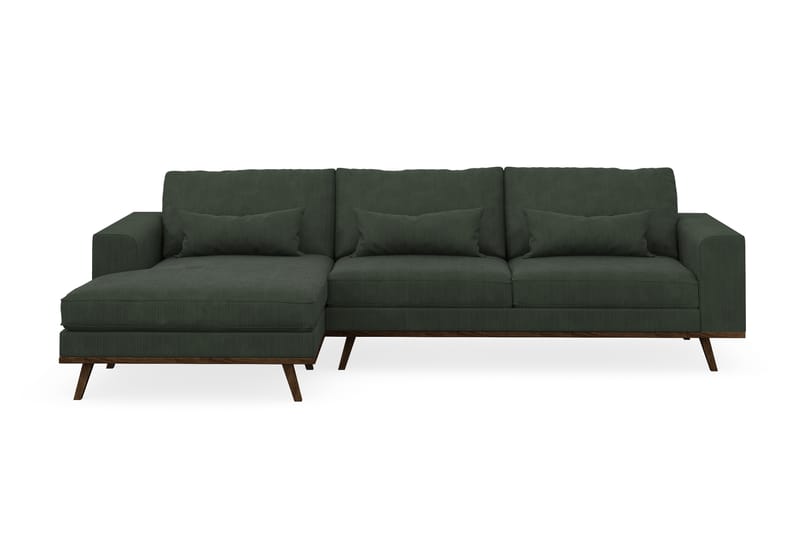 Copenhagen 4-seters Venstrevendt L-formet Divansofa i Manchester - Mørk grønn - Møbler - Sofaer - Sofaer med sjeselong - 4 seters sofa med divan