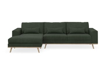 Copenhagen 4-seters Venstrevendt L-formet Divansofa i Manchester - Mørk grønn - Møbler - Sofaer - Sofaer med sjeselong - 4 seters sofa med divan