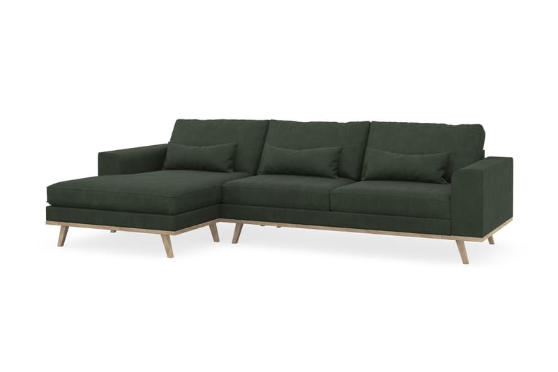 Copenhagen 4-seters Venstrevendt L-formet Divansofa i Manchester - Mørk grønn - Møbler - Sofaer - Sofaer med sjeselong - 4 seters sofa med divan