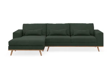 Copenhagen 4-seters Venstrevendt L-formet Divansofa i Manchester - Mørk grønn - Møbler - Sofaer - Sofaer med sjeselong - 4 seters sofa med divan