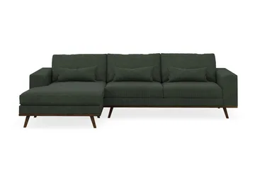 Copenhagen 4-seters Venstrevendt L-formet Divansofa i Manchester - Mørk grønn - Møbler - Sofaer - Sofaer med sjeselong - 4 seters sofa med divan