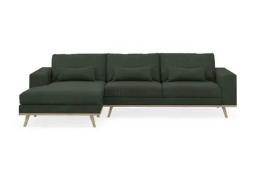 Copenhagen 4-seters Venstrevendt L-formet Divansofa i Manchester - Mørk grønn - Møbler - Sofaer - Sofaer med sjeselong - 4 seters sofa med divan