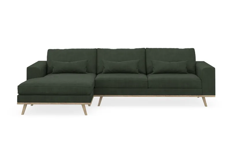 Copenhagen 4-seters Venstrevendt L-formet Divansofa i Manchester - Mørk grønn - Møbler - Sofaer - Sofaer med sjeselong - 4 seters sofa med divan