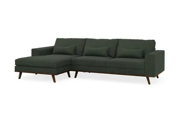 Copenhagen 4-seters Venstrevendt L-formet Divansofa i Manchester - Mørk grønn - Møbler - Sofaer - Sofaer med sjeselong - 4 seters sofa med divan