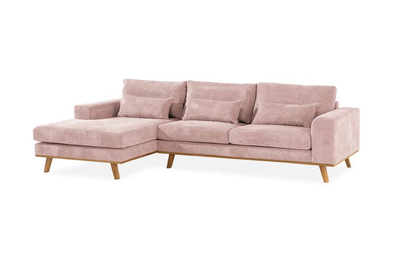 Copenhagen 4-seters Venstrevendt L-formet Divansofa i Manchester - Rosa - Møbler - Sofaer - Sofaer med sjeselong - 4 seters sofa med divan
