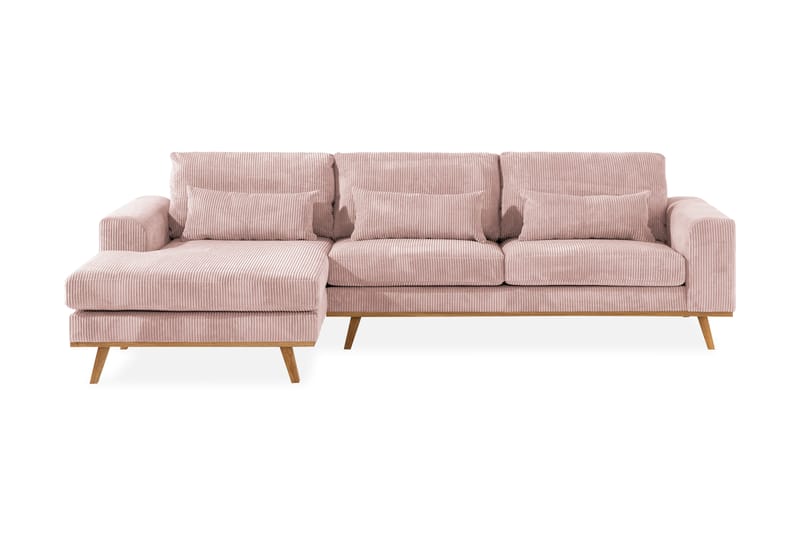 Copenhagen 4-seters Venstrevendt L-formet Divansofa i Manchester - Rosa - Møbler - Sofaer - Sofaer med sjeselong - 4 seters sofa med divan