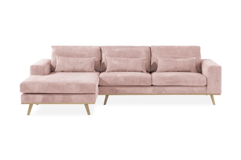 Copenhagen 4-seters Venstrevendt L-formet Divansofa i Manchester - Rosa - Møbler - Sofaer - Sofaer med sjeselong - 4 seters sofa med divan