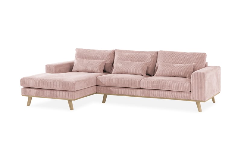Copenhagen 4-seters Venstrevendt L-formet Divansofa i Manchester - Rosa - Møbler - Sofaer - Sofaer med sjeselong - 4 seters sofa med divan
