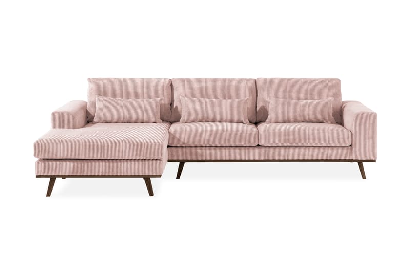 Copenhagen 4-seters Venstrevendt L-formet Divansofa i Manchester - Rosa - Møbler - Sofaer - Sofaer med sjeselong - 4 seters sofa med divan